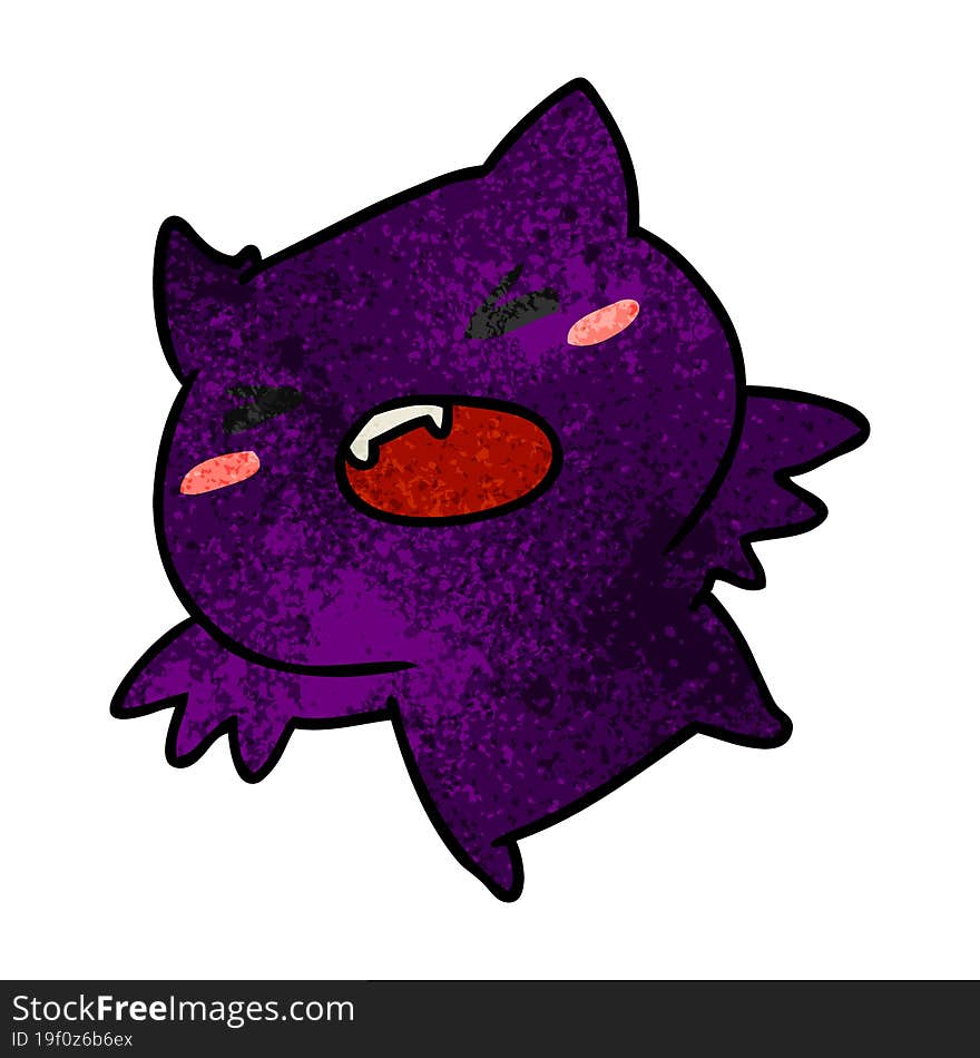 textured cartoon of a kawaii cute bat