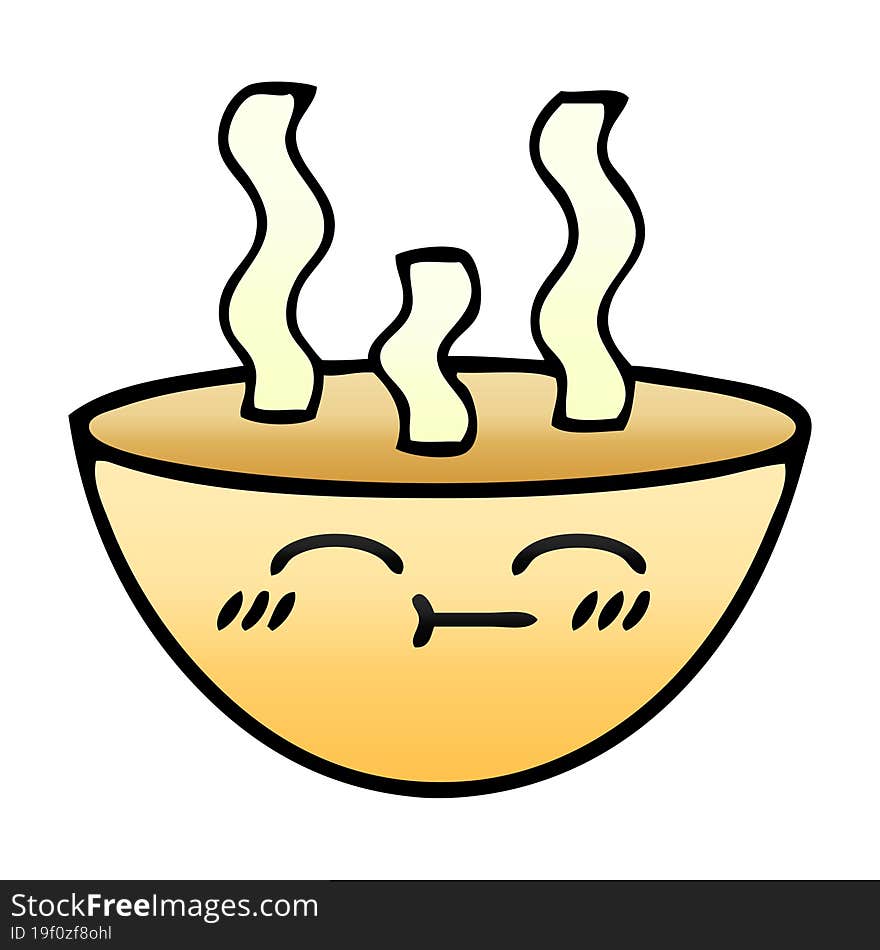 gradient shaded cartoon bowl of hot soup