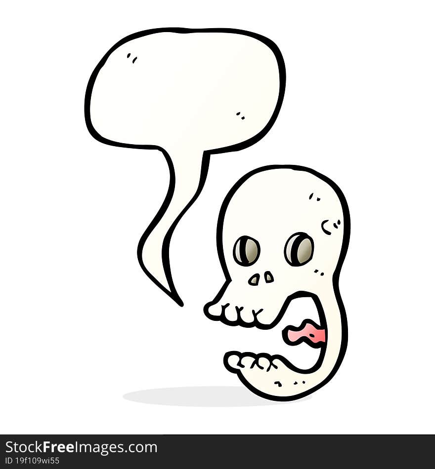 funny cartoon skull with speech bubble