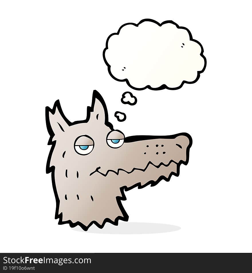 Cartoon Wolf Head With Thought Bubble