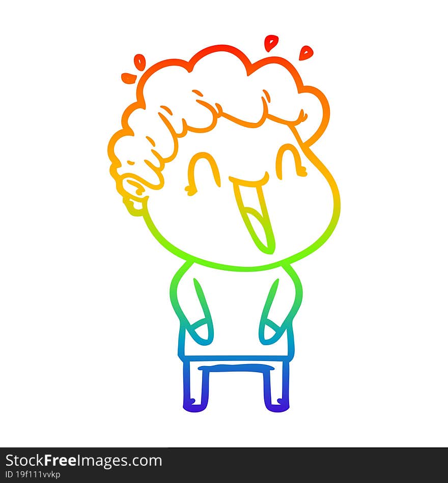 rainbow gradient line drawing cartoon happy man