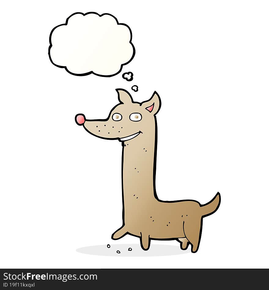 funny cartoon dog with thought bubble