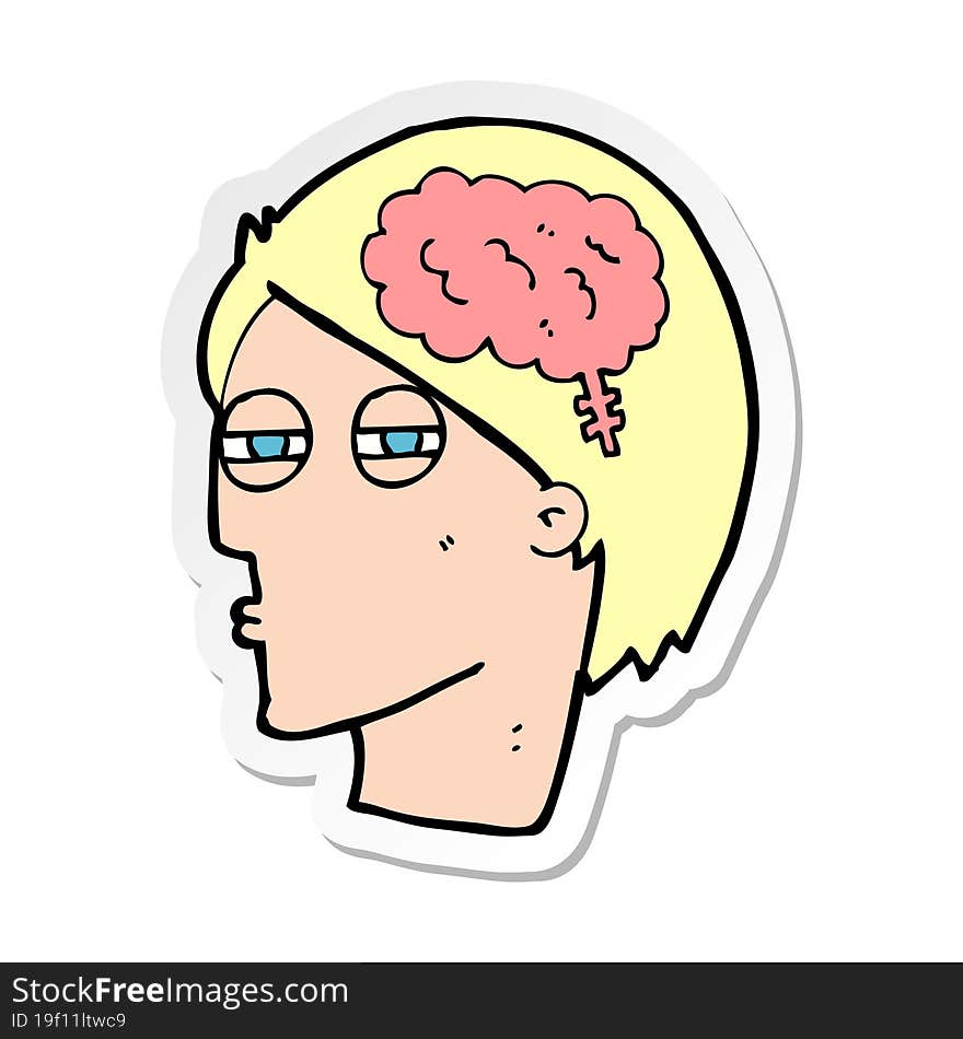 Sticker Of A Cartoon Man Thinking Carefully