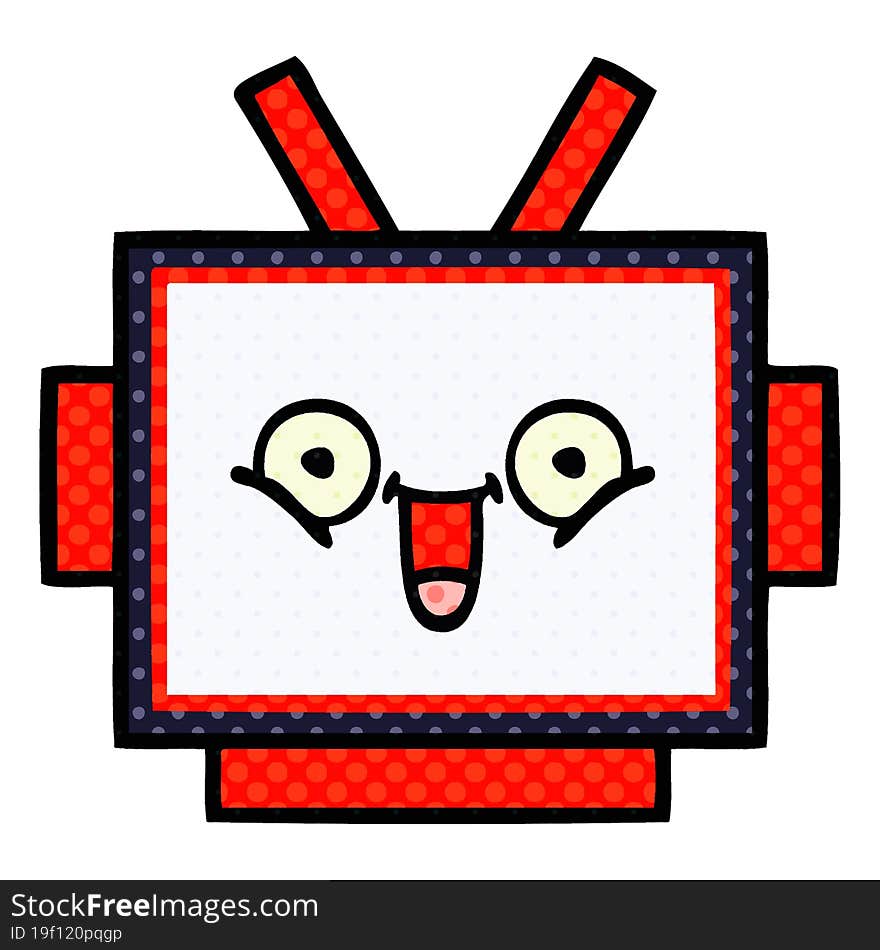 comic book style cartoon robot head