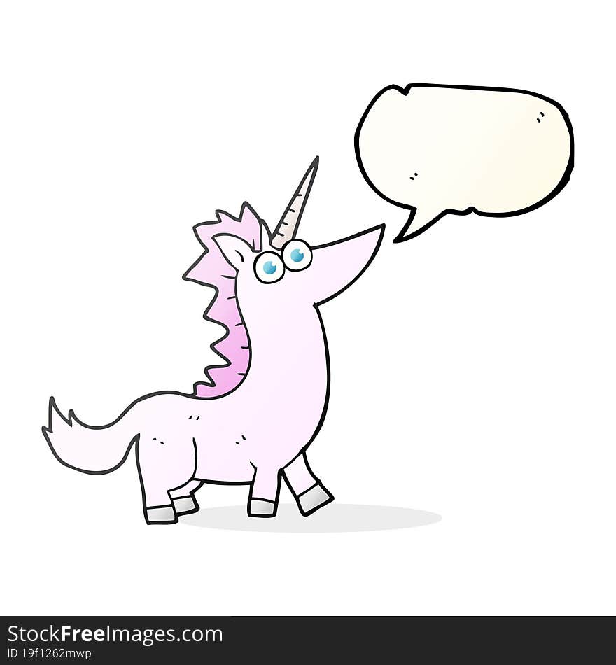 freehand drawn speech bubble cartoon unicorn