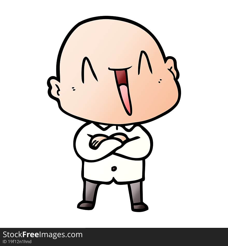 happy cartoon bald man. happy cartoon bald man