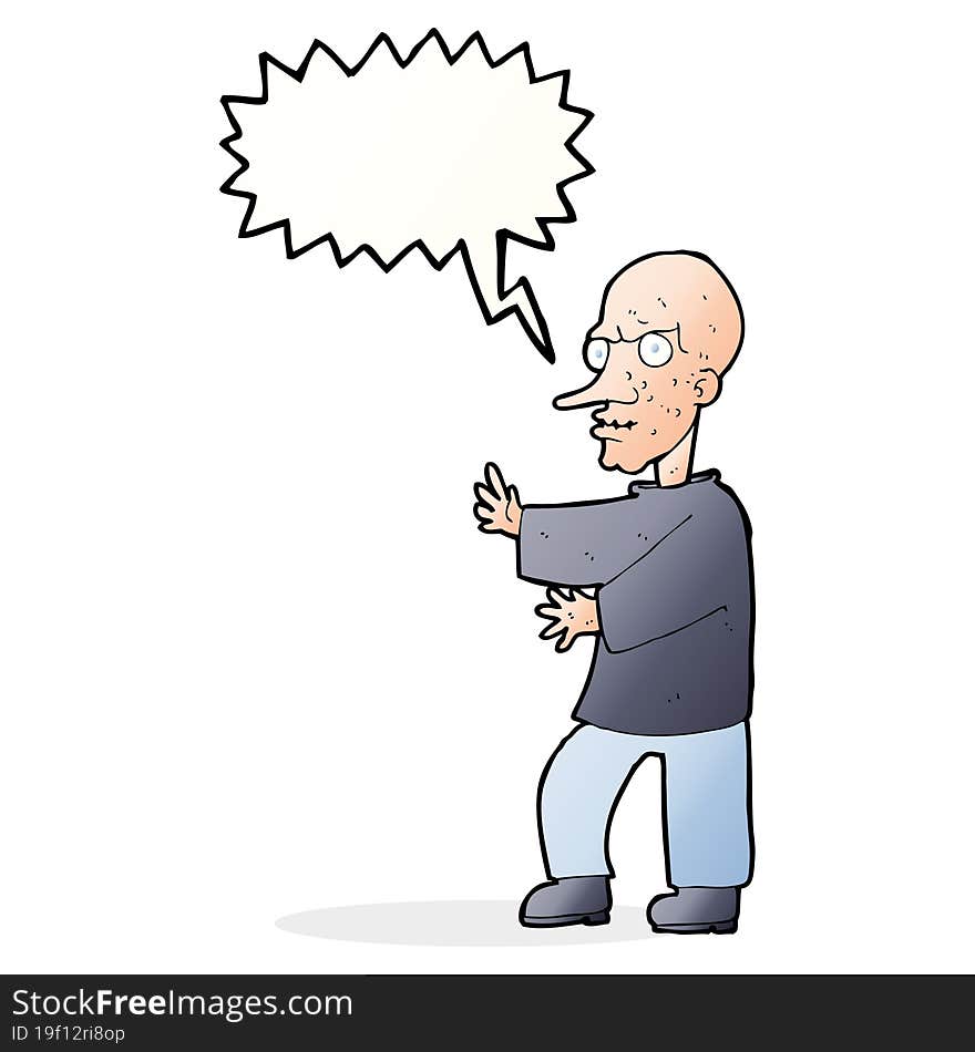 cartoon mean looking man with speech bubble