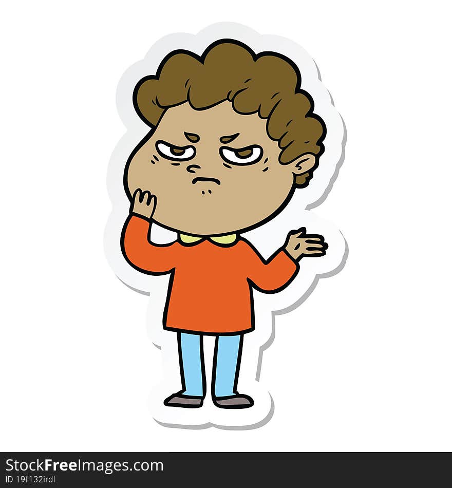 sticker of a cartoon angry man