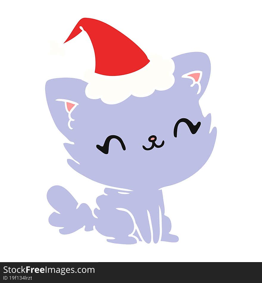 hand drawn christmas cartoon of kawaii cat