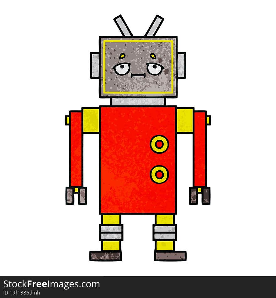 Retro Grunge Texture Cartoon Robot