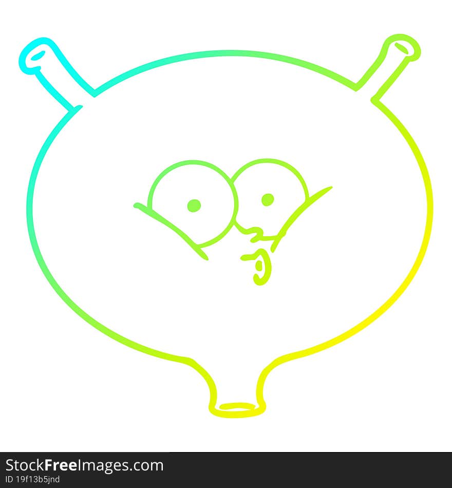 cold gradient line drawing of a cartoon bladder