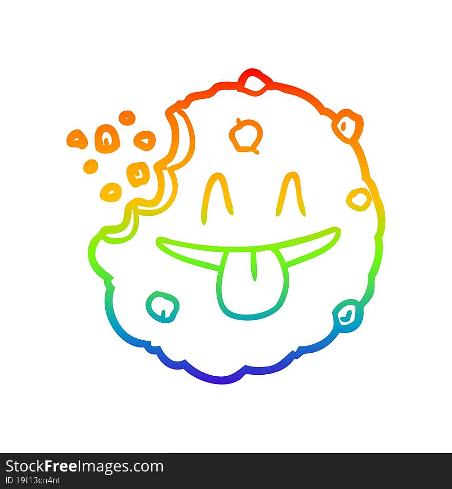 Rainbow Gradient Line Drawing Cartoon Cookie