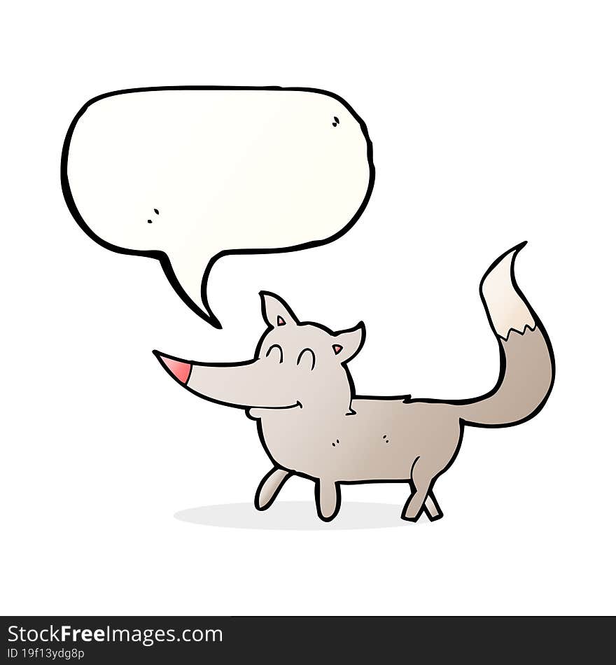 Cartoon Little Wolf With Speech Bubble