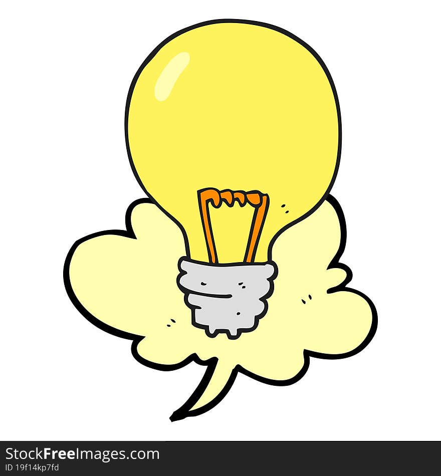 freehand drawn speech bubble cartoon light bulb