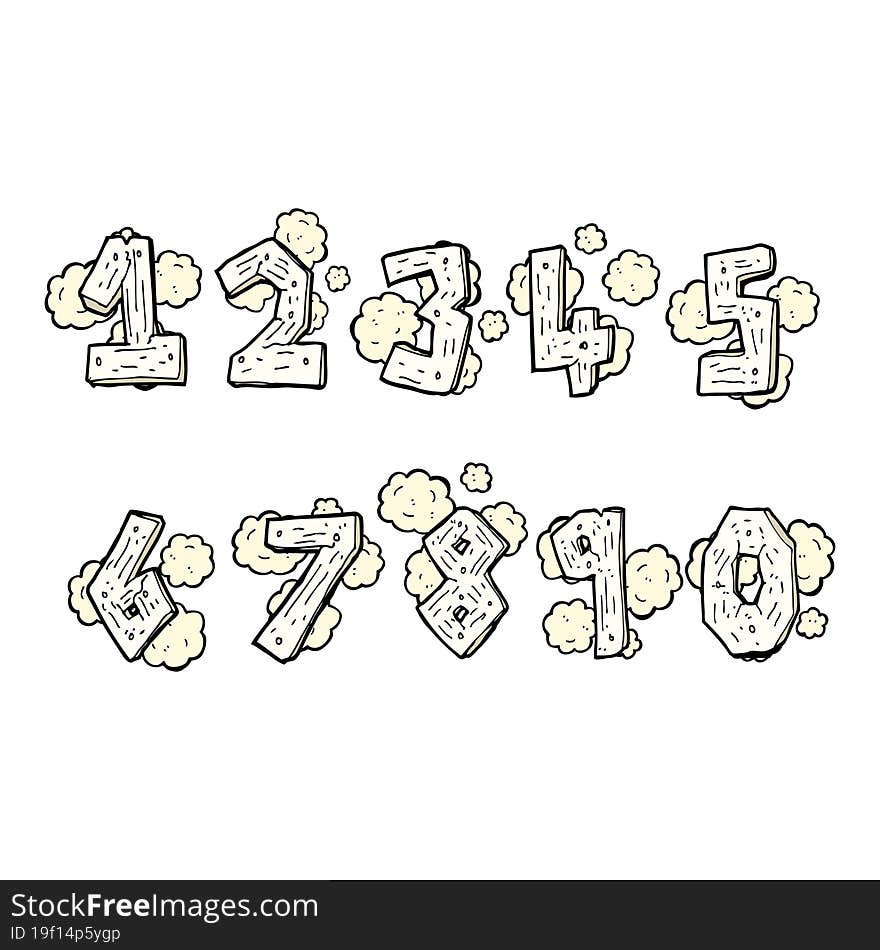 cartoon wooden numbers