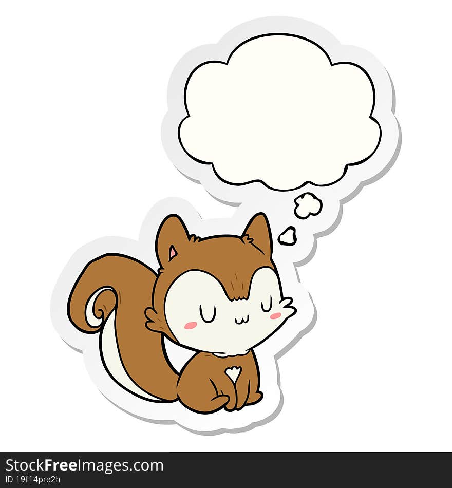 cartoon squirrel and thought bubble as a printed sticker