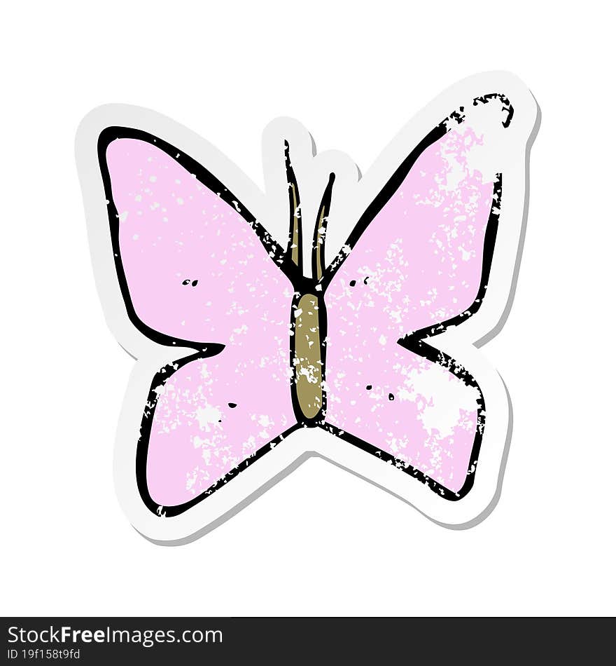 retro distressed sticker of a cartoon butterfly symbol