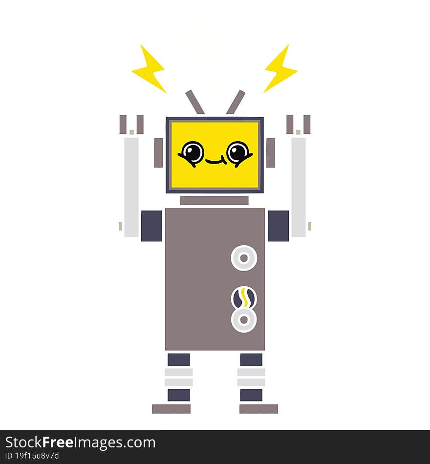 flat color retro cartoon of a robot