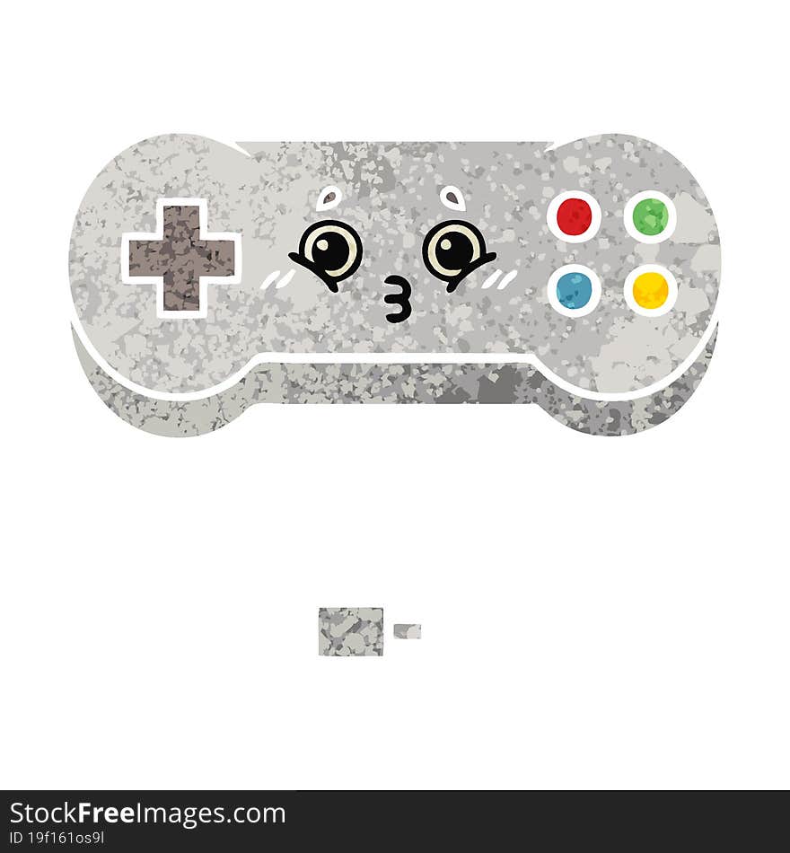 retro illustration style cartoon game controller