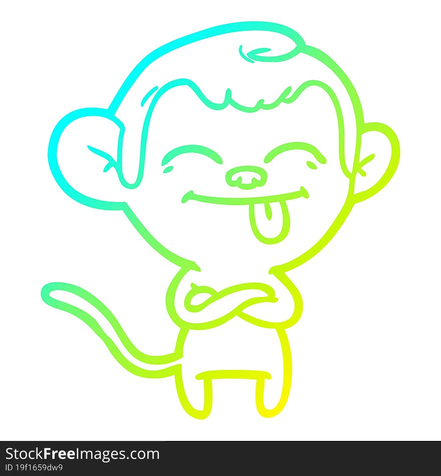 cold gradient line drawing funny cartoon monkey