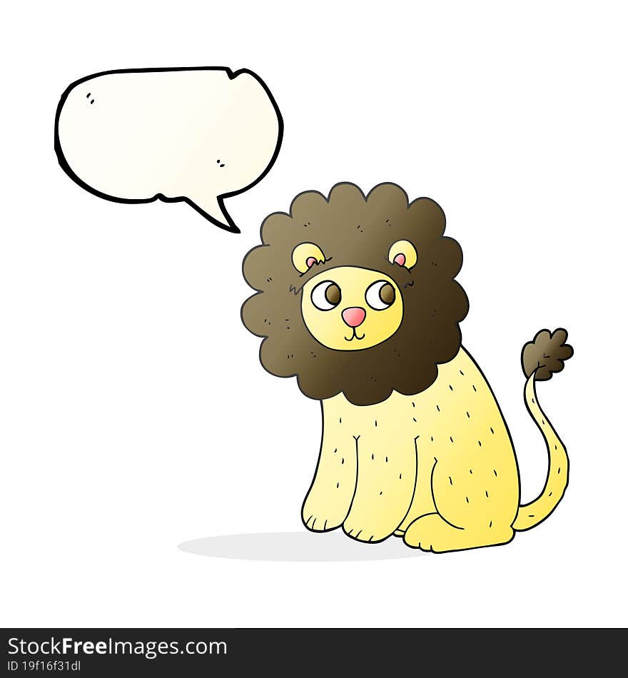 freehand drawn speech bubble cartoon cute lion