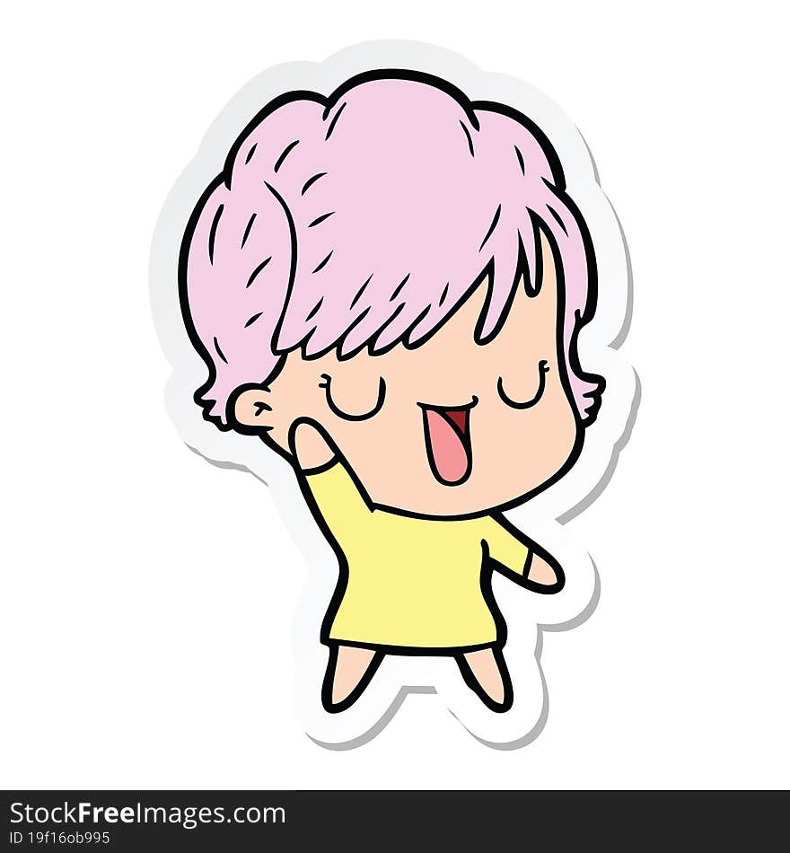 Sticker Of A Cartoon Woman Talking