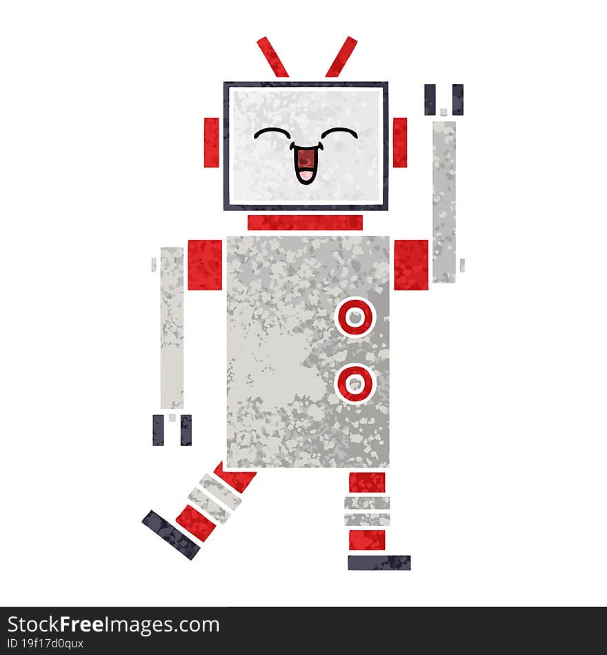 Retro Illustration Style Cartoon Robot