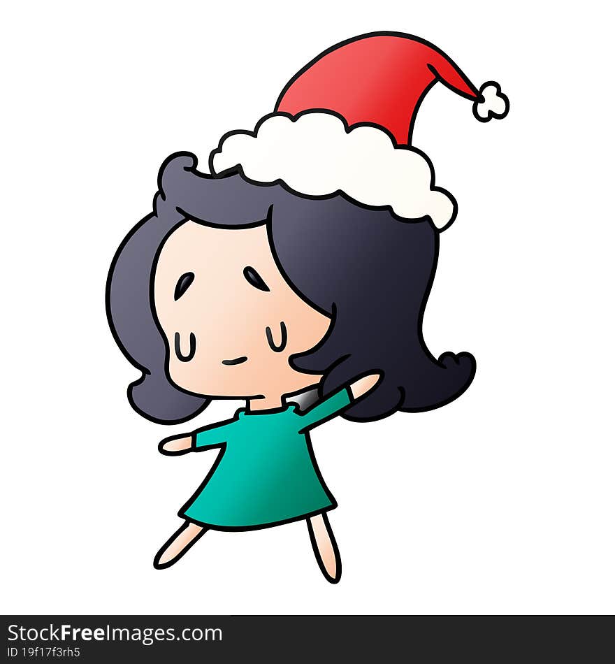 hand drawn christmas gradient cartoon of kawaii girl