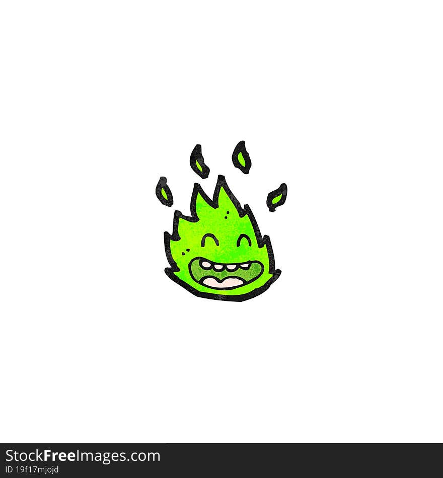 cartoon green flame spirit