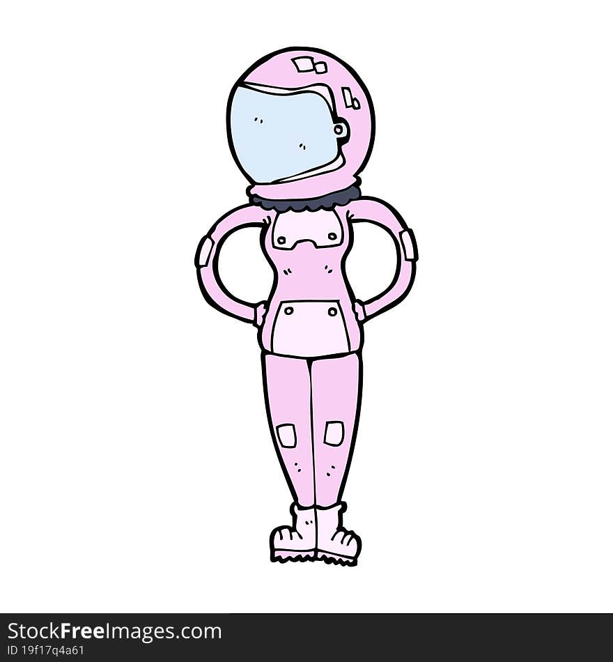 cartoon female astronaut