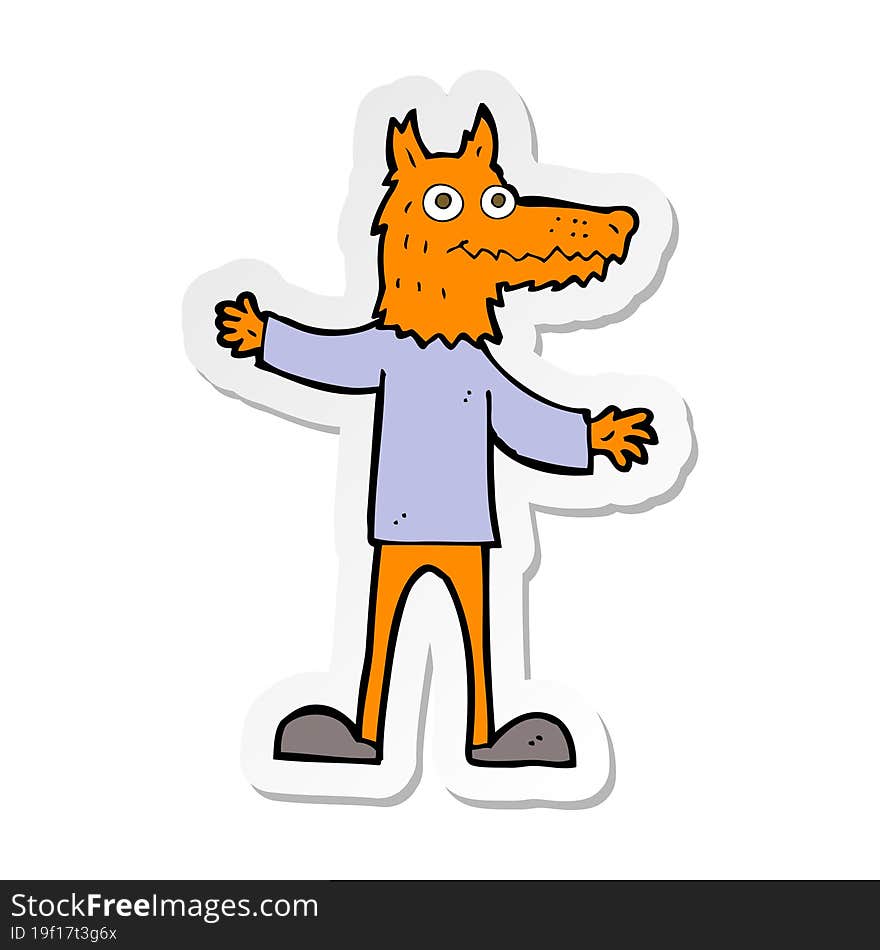 sticker of a cartoon fox man