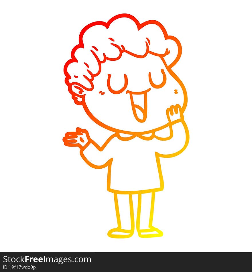 Warm Gradient Line Drawing Laughing Cartoon Man