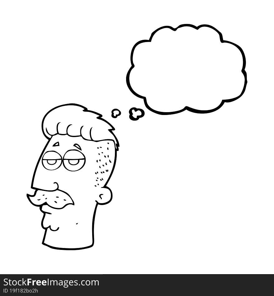 Thought Bubble Cartoon Man With Hipster Hair Cut