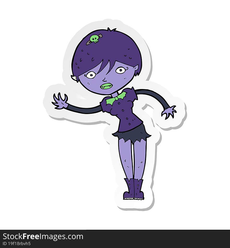 Sticker Of A Cartoon Vampire Girl