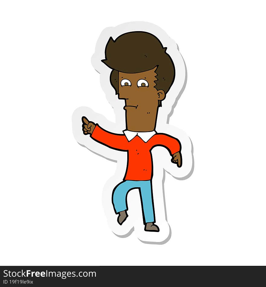 sticker of a cartoon man pointing