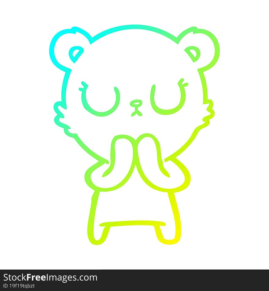 Cold Gradient Line Drawing Peaceful Cartoon Bear Cub