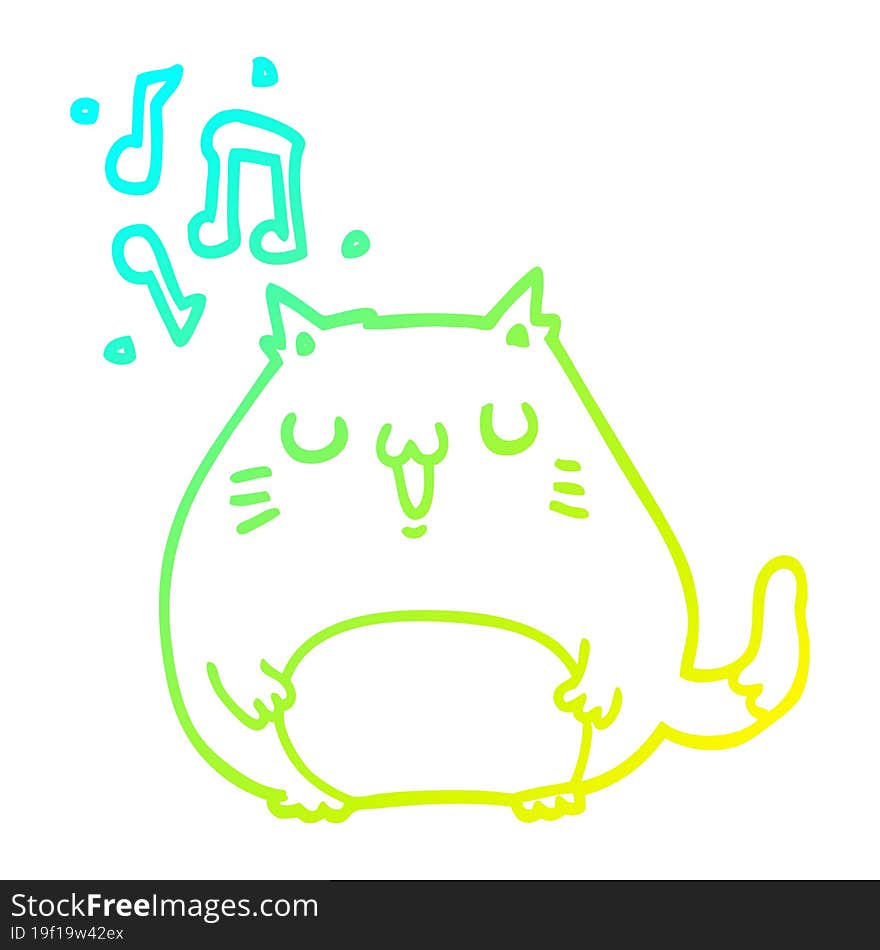 cold gradient line drawing cartoon cat singing