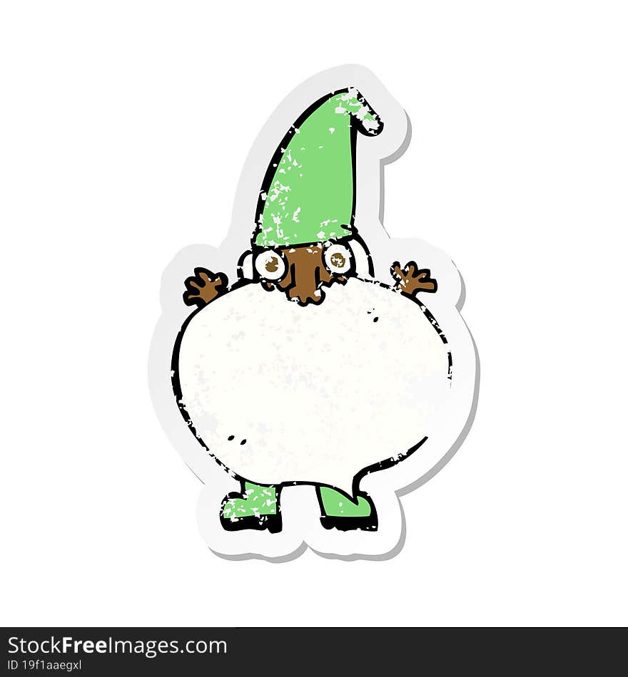 Retro Distressed Sticker Of A Cartoon Tiny Santa