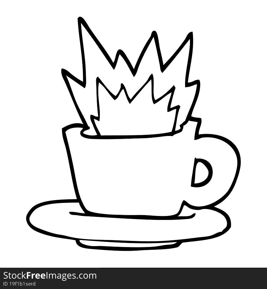 black and white cartoon cup of coffee