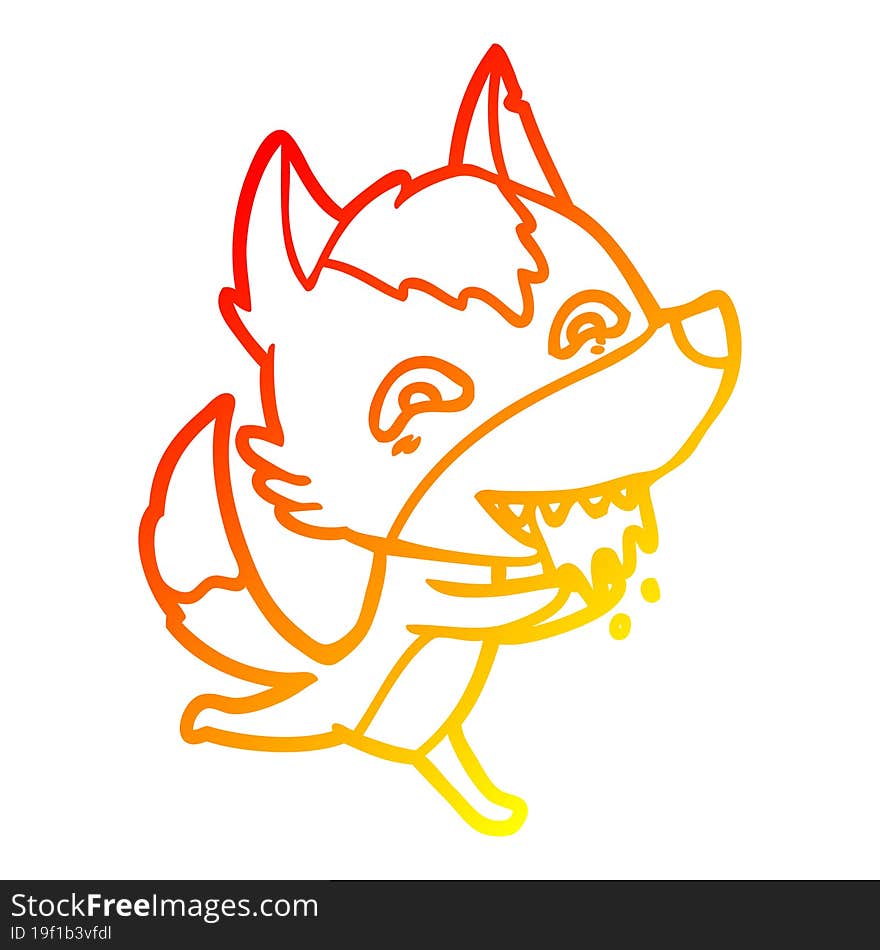 warm gradient line drawing cartoon hungry wolf