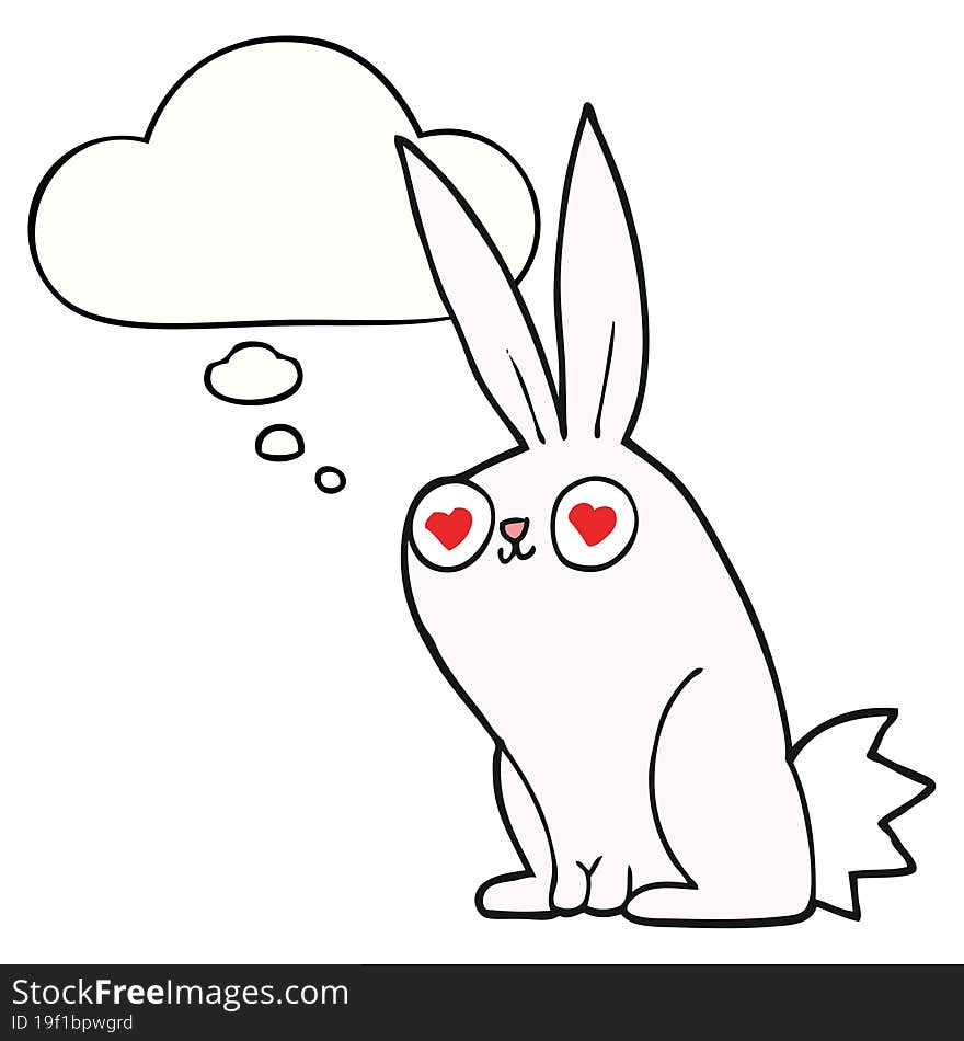 cartoon bunny rabbit in love with thought bubble