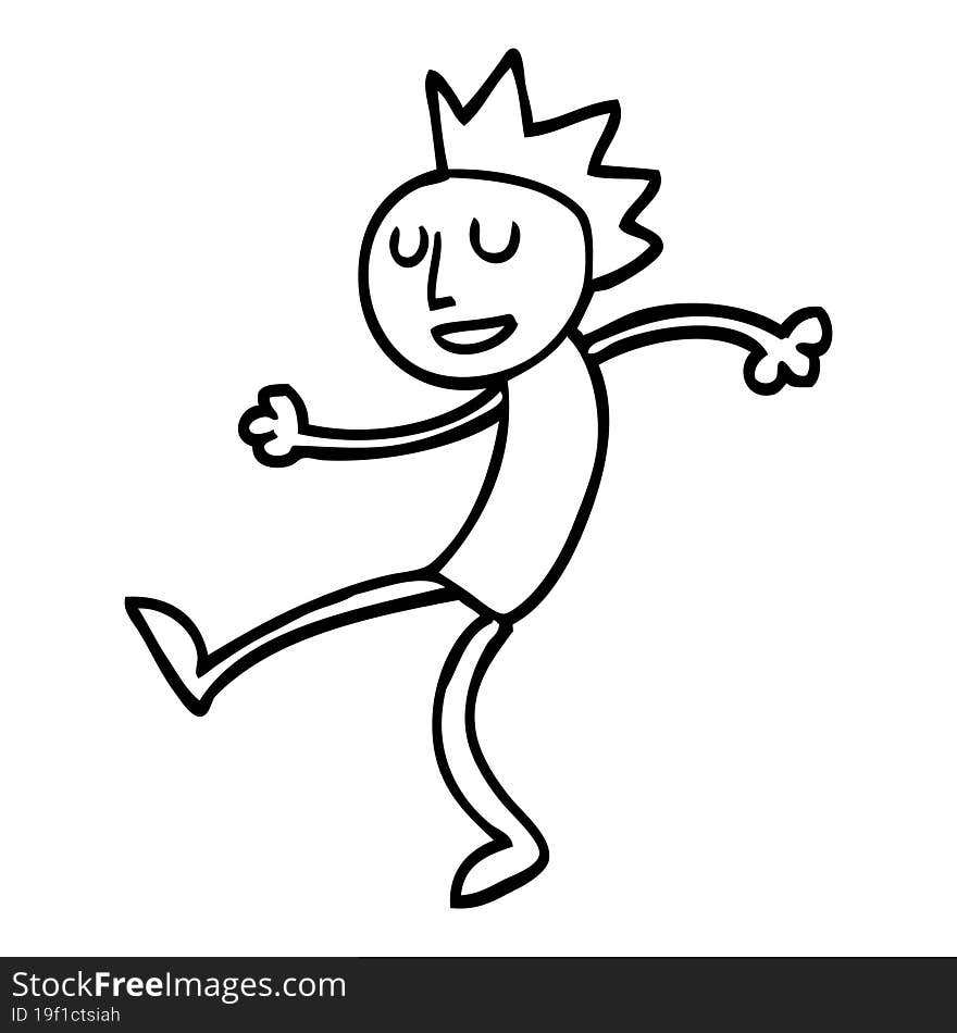 black and white cartoon dancing man