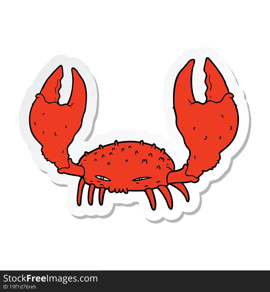 Sticker Of A Cartoon Crab