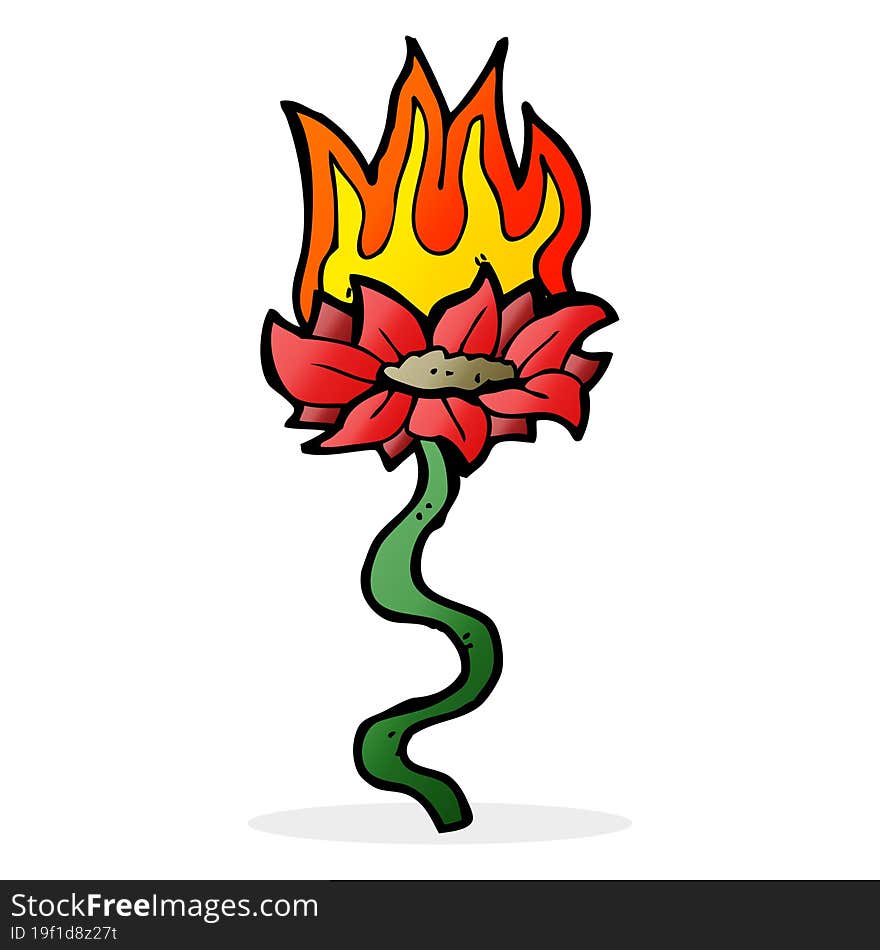 cartoon flower on fire