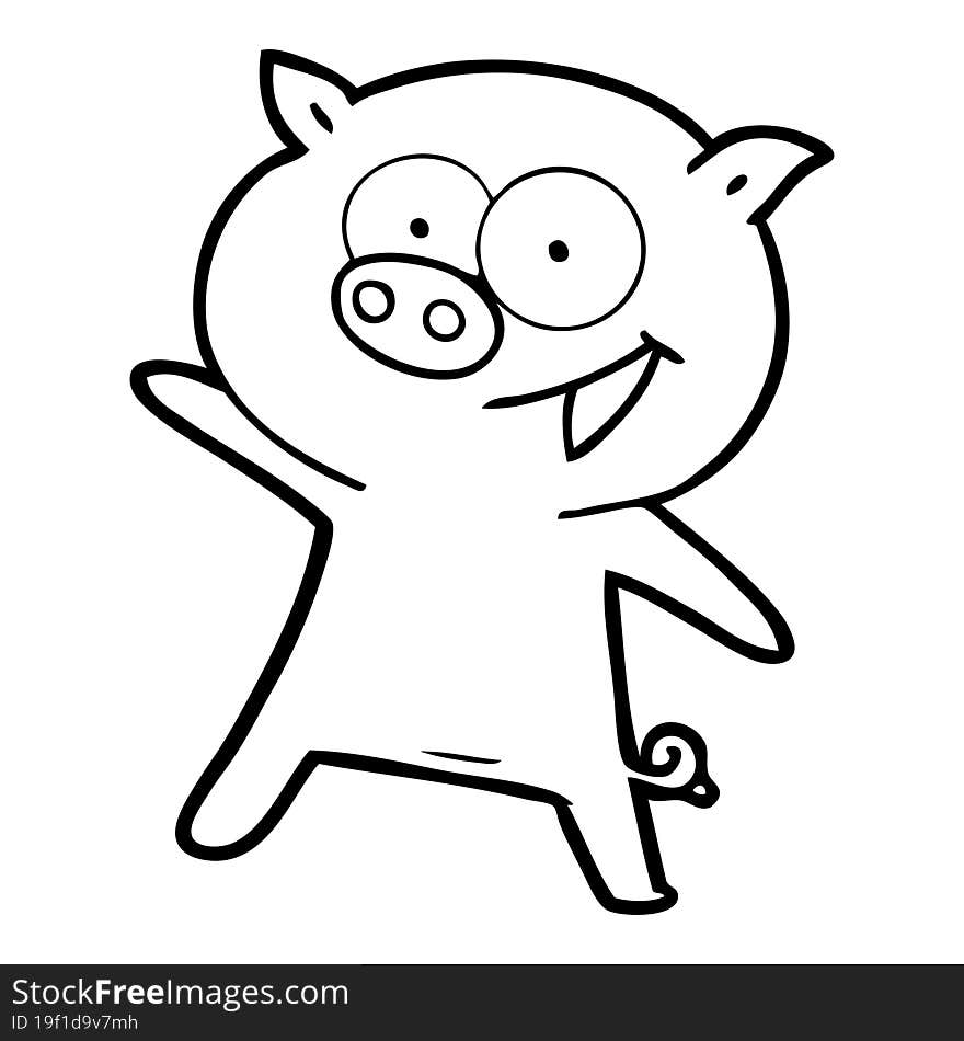 cheerful dancing pig cartoon. cheerful dancing pig cartoon