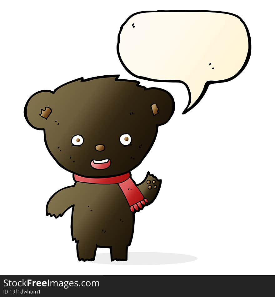 Cartoon Cute Black Bear With Speech Bubble