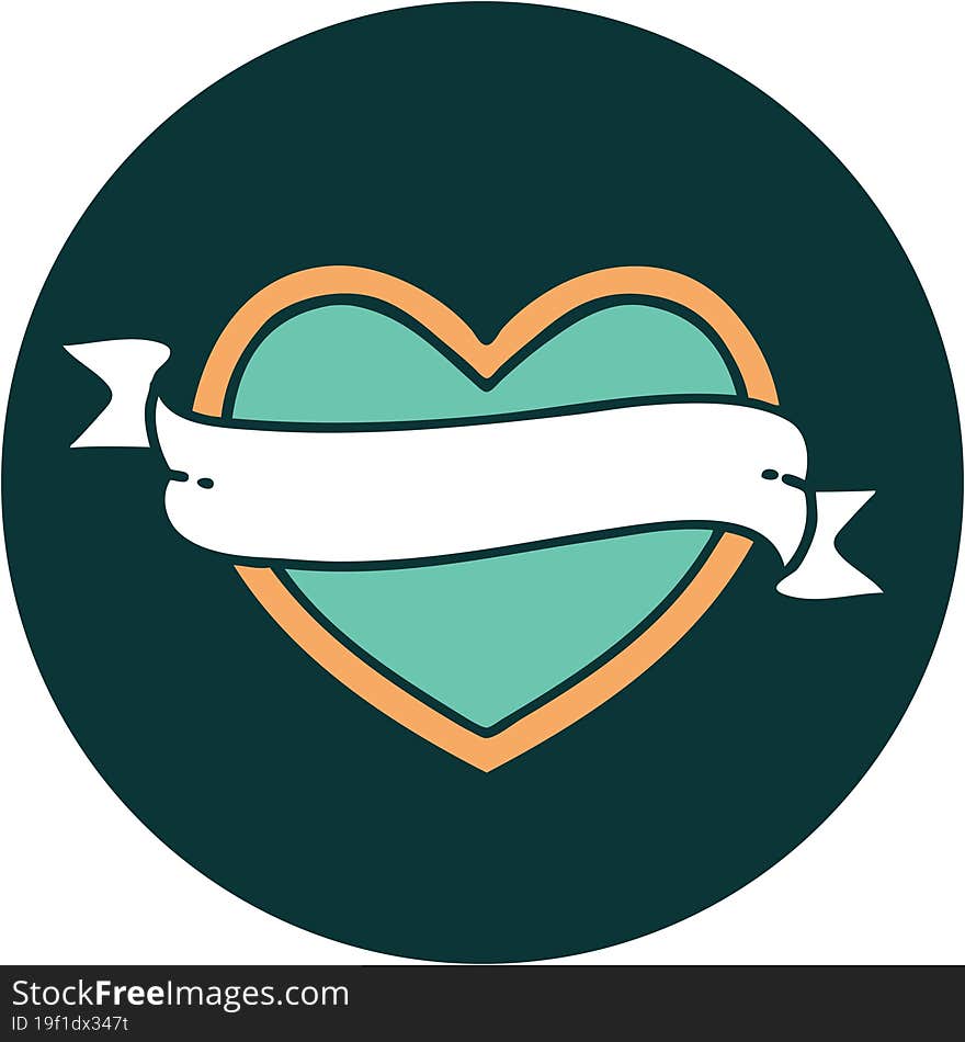 iconic tattoo style image of a heart and banner. iconic tattoo style image of a heart and banner