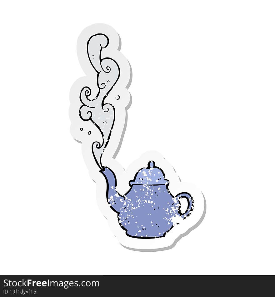 Retro Distressed Sticker Of A Cartoon Teapot