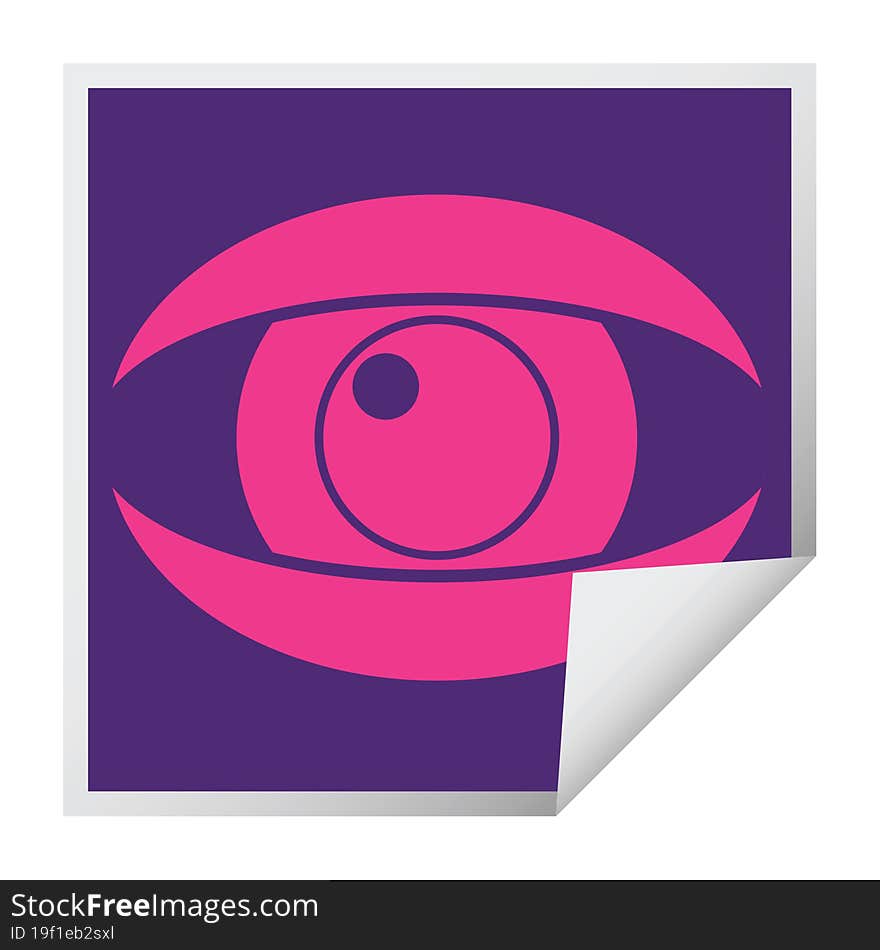 staring eye graphic vector square peeling sticker. staring eye graphic vector square peeling sticker