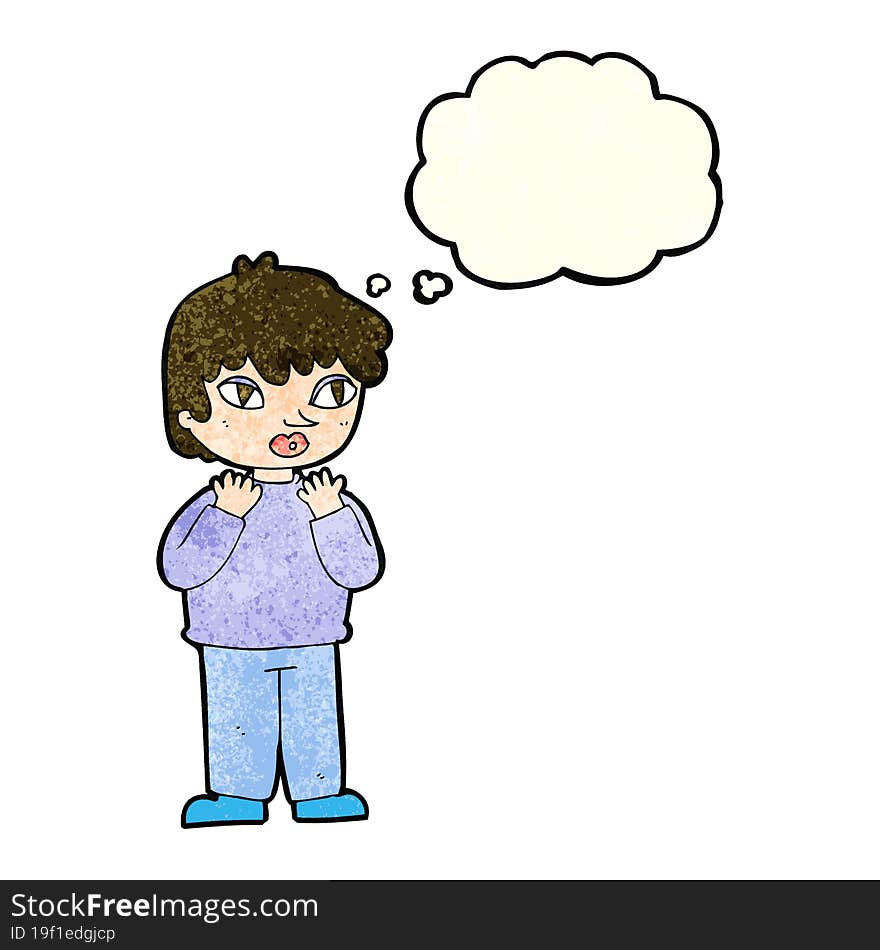 Cartoon Worried Person With Thought Bubble